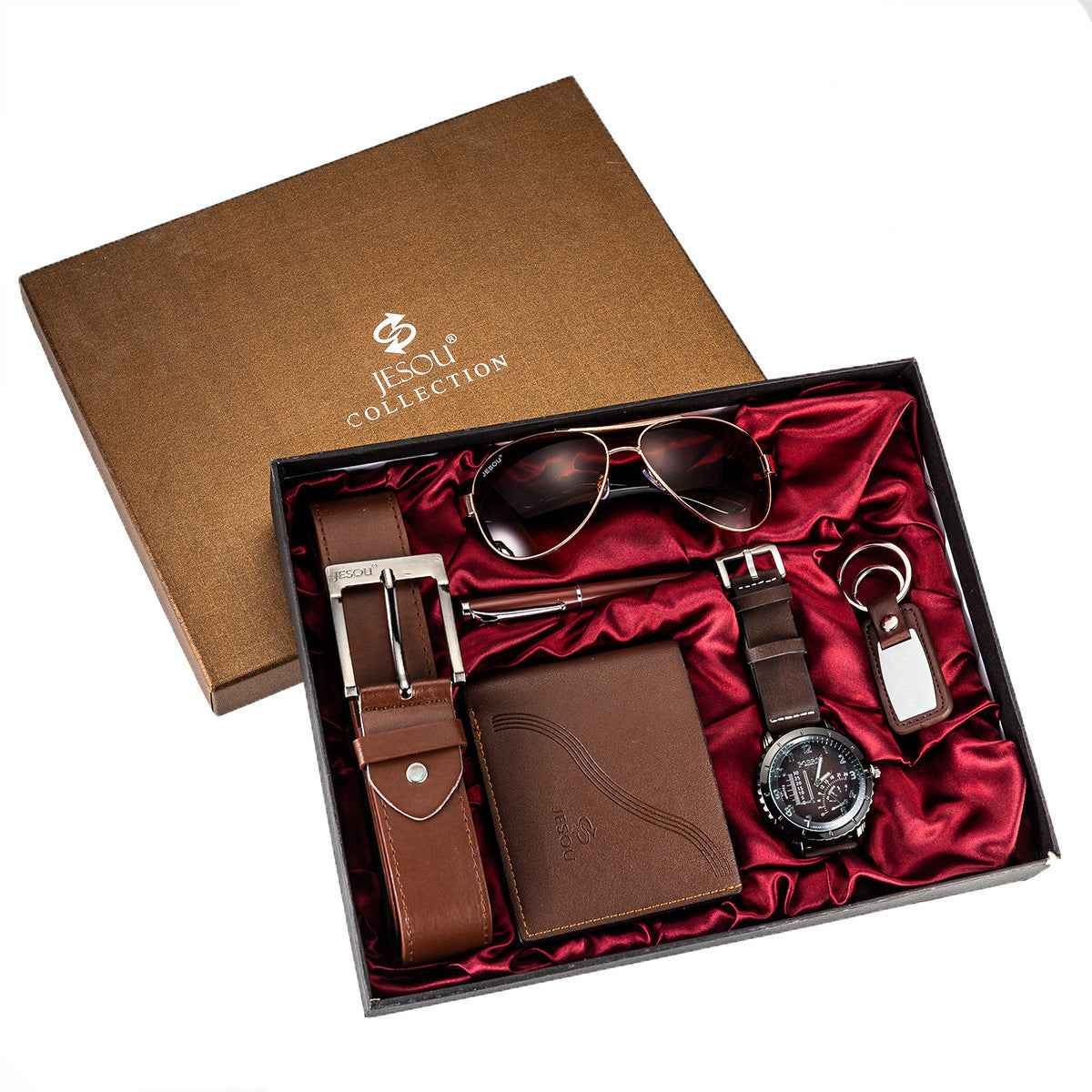 Mens Gift Set: Elegant Watch, Belt, and Wallet for Him - Perfect Men's Gift Set